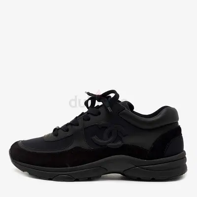 Chanel Black Suede and Fabric CC Logo Sneakers Size 40