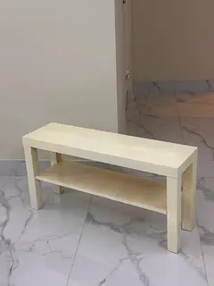 Simple white wooden console table / bench with lower shelf