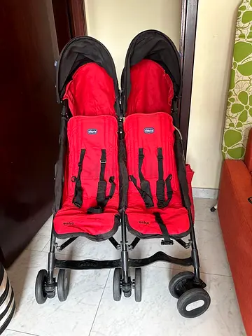 Chicco Echo Double Stroller - Lightweight Twin Stroller in Red
