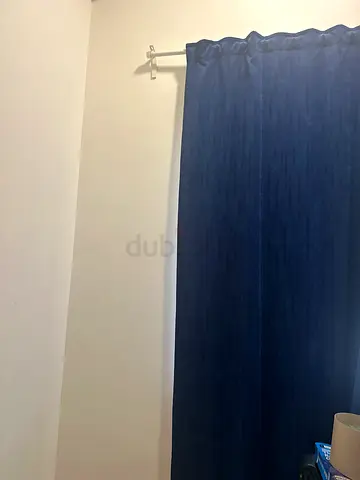 Navy blue IKEA curtain with blackout