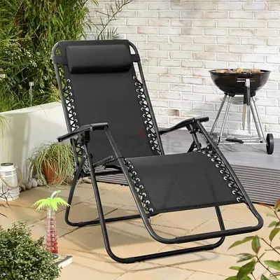 Foldable Outdoor Lounger - Portable Zero Gravity Recliner Chair