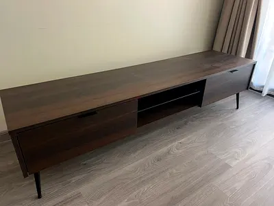 Long dark wood TV cabinet / media console - good condition