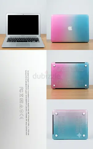 Apple MacBook Air with gradient hard case (Silver, Pink  Blue) - Good condition