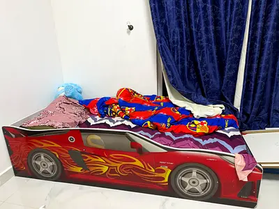 Red Car Toddler Bed - Kids Single Bed Frame with Fun Racing Design