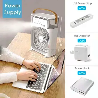 Portable USB Rechargeable Desk Fan with LED Light — Compact Carry Handle COD , with free delivery