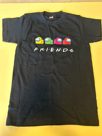 Black Friends graphic T-shirt with colorful characters - Unisex for kids age 5-6 good condition