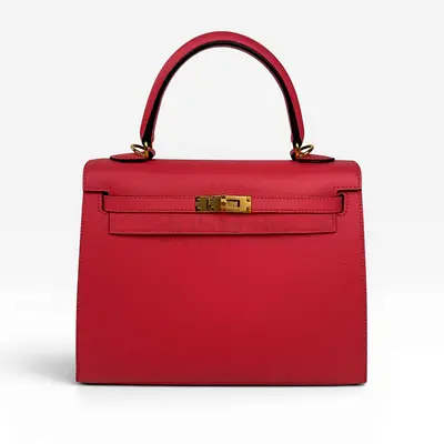 AUTHENTIC HERMÈS KELLY 25 IN ROSE AZALEA EPSOM LEATHER WITH GOLD HARDWARE
