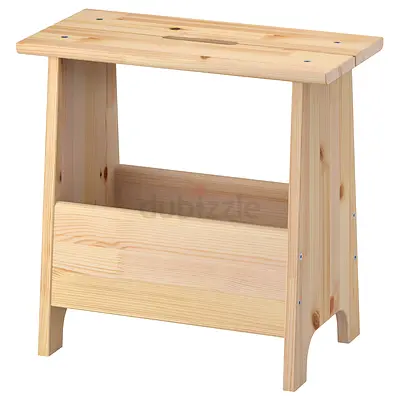PERJOHAN IKEA Solid Pine Wooden Stool with Built-in Storage Compartment