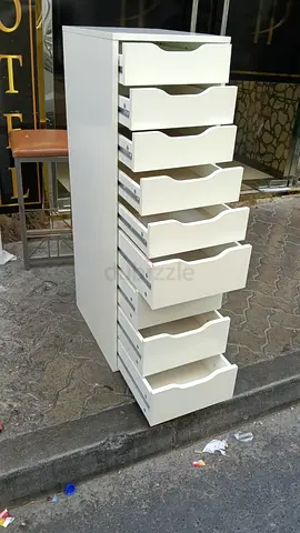 Slim 8-Drawer White Storage Cabinet - Narrow Tallboy
