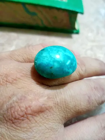 Oval Turquoise Hussaini Feroza Gemstone Cabochon — Natural Blue-Green Stone