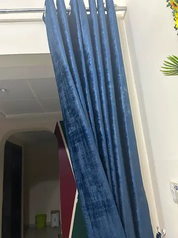 Navy Blue Textured Velvet Curtains