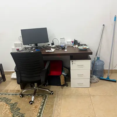 Used Home Office Desk with 3-Drawer Pedestal and Chair