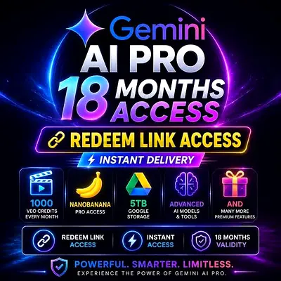 Gemini Ai Pro + VEO 3 + 5TB Drive Storage - In Own Gmail subscription ( 18 months )