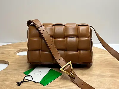 Bottega Veneta Padded Cassette Bag In Caramel Intrecciato Lambskin