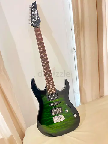 Ibanez-style Electric Guitar - Green Flame Top, Good Condition