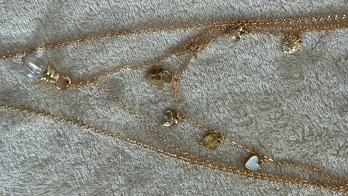 Delicate layered gold-tone charm necklaces, new!