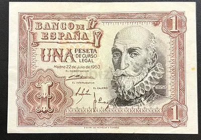 Vintage Spain 1 Peseta Banknote (1953) – Perfect UNC Condition