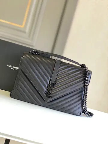 Saint Laurent College Large Chain Bag with Black Hardware