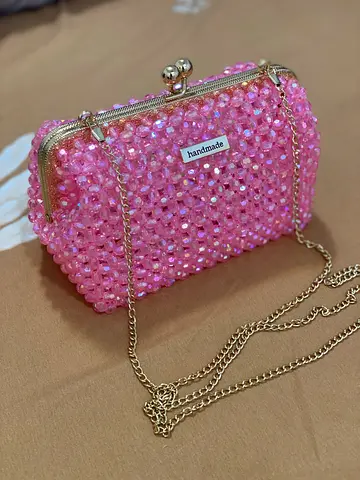 Handmade pink crystal bag