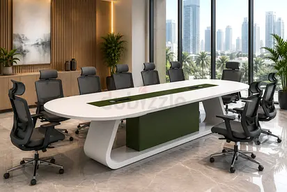White Contemporary Conference Table Dubai | 6 to 10 Person Meeting Table UAE