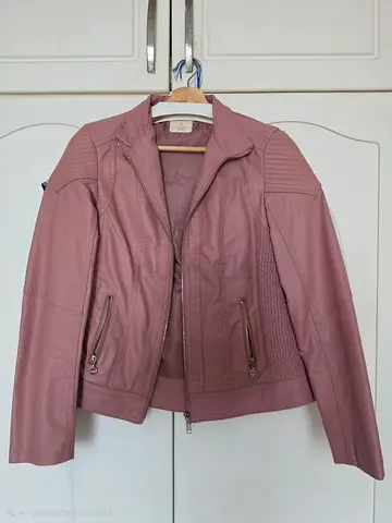 Womens Mauve Faux Leather Biker Jacket Size S/M