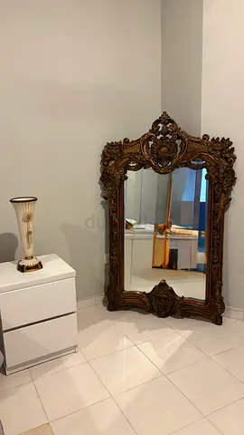 Ornate Antique-Style Large Wall Mirror with Carved Frame