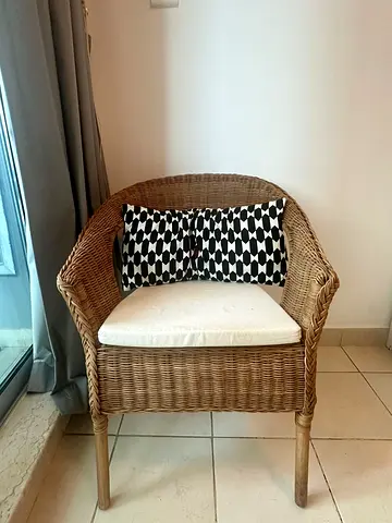 Ikea chair for sale | Wicker Rattan Armchair with Cushion | Natural Finish