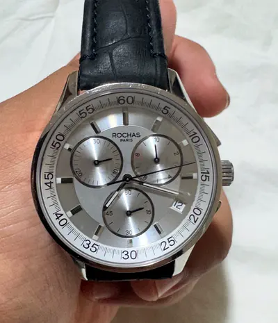 Rochas Paris Swiss-Made Mens Chronograph Watch (RH9047M) – Premium Sapphire Genuine Leather