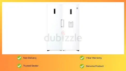 All New LG 384L Fridge With Upright Freezer 234L White