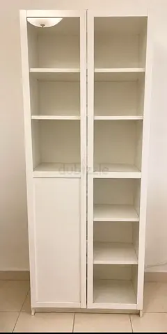 White Tall Shelving Unit / Bookcase - Narrow 2-Column