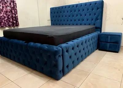 Blue Tufted Velvet Bed Frame