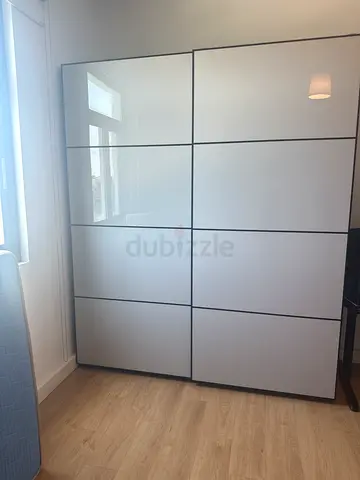 Large modern white sliding-door wardrobe (IKEA style) - good condition