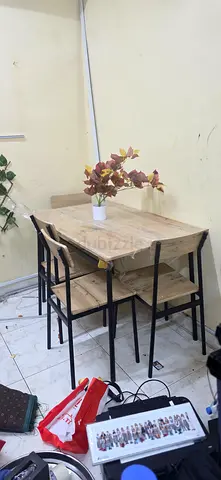 Compact Wooden Top Dining Set with 2 Chairs