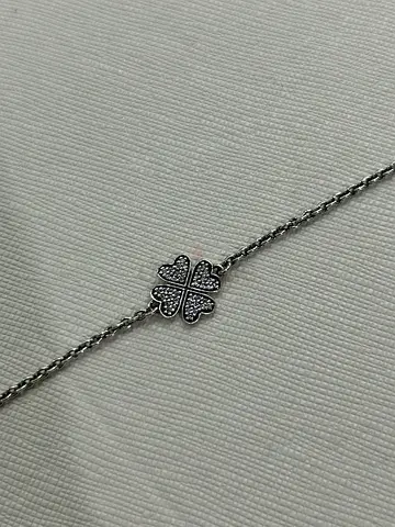 Pandora Sterling Silver Clover Bracelet with Cubic Zirconia Accent