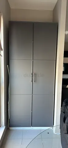 Tall grey IKEA PAX wardrobe / storage cabinet - good condition