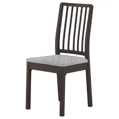 Wooden Dining Chair with Cushioned Seat - Dark Brown EKEDALEN