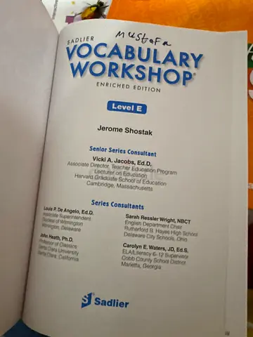 Sadlier Vocabulary Workshop Level E (Enriched Edition) by Jerome Shostak brand new only name on it