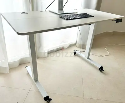 Office Table Desk Height-adjustable Ergonomic standing desk with wheels 120 x 60cm
