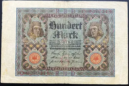 Vintage 1920 German 100 Mark Banknote – Weimar Republic Era