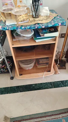 Small Wooden Storage Cabinet with Glass Doors