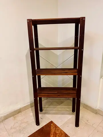 Oakland 4-Tier Slatted Wooden Shelf Unit — Dark Brown