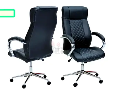 Black PU Leather Executive Office Chair with High Back and Wheels