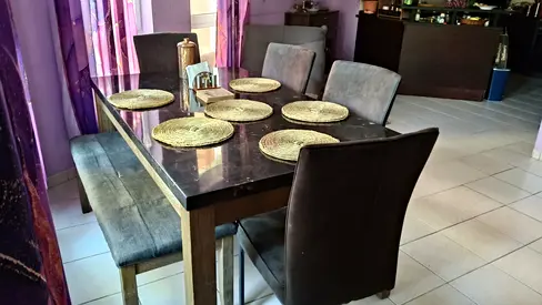 Modern Dining Set with Bench and Chairs