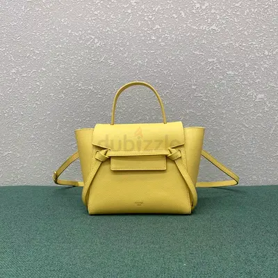 Celine Belt Nano Bag In Yellow Grained Calfskin