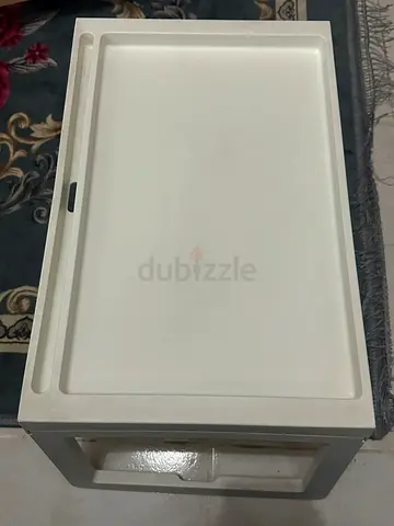 White Plastic Side Table with Removable Tray