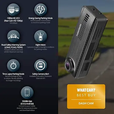 F200 Thinkware Compact Dash Cam — Full HD, Night Vision, Parking Mode