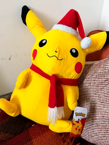 Plush Pikachu Christmas Soft Toy (with Tag) - Large Stuffed Pokemon