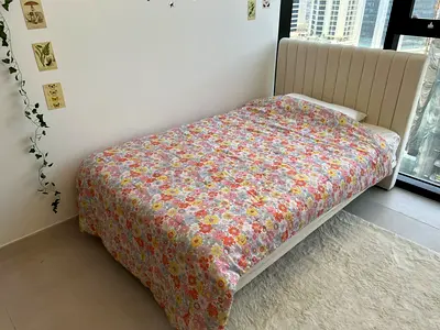 Single bed with upholstered headboard with Guide Light- 120*200