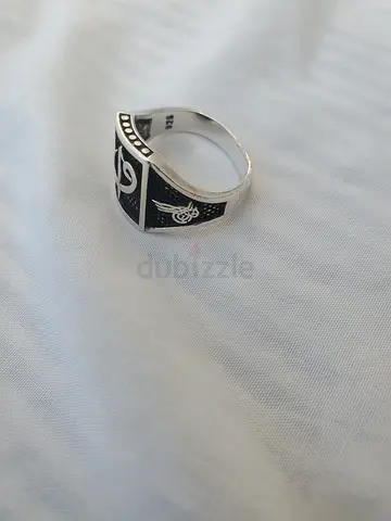 Sterling Silver Mens Signet Ring with Black Inlay — Size Marked 925