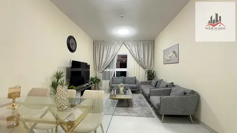 Sharjah, Al Taawun: 2 bedrooms, living room, kitchen, and 2 bathrooms; located next to the Oriana Hotel. Super deluxe furnishing. Price: 5,000 (includ